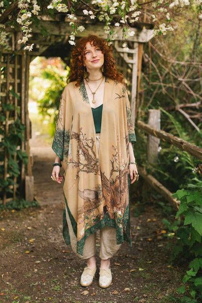 Fable Bohemian Goddess Starduster Kimono with Deer and Moon