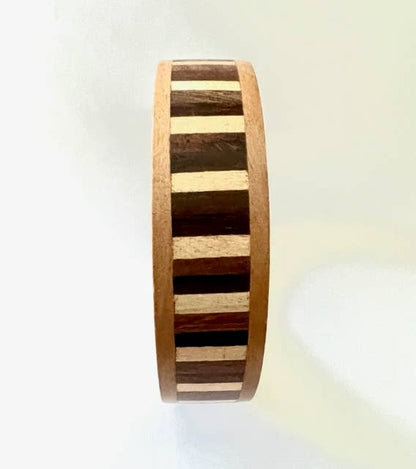 Marquetry Wood inlaid bangle .5" wide