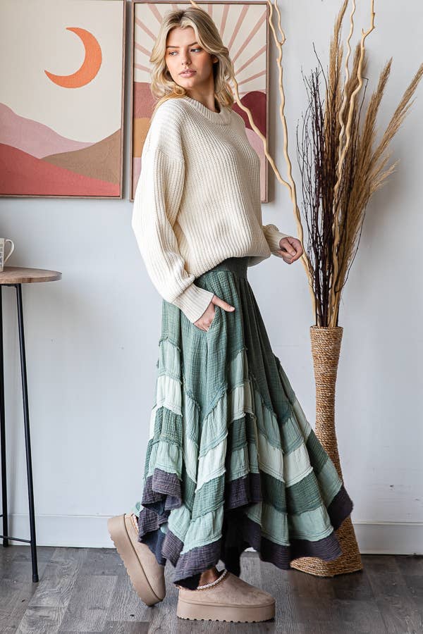 Sale - Wanderlust Boheme Layered Maxi Skirt