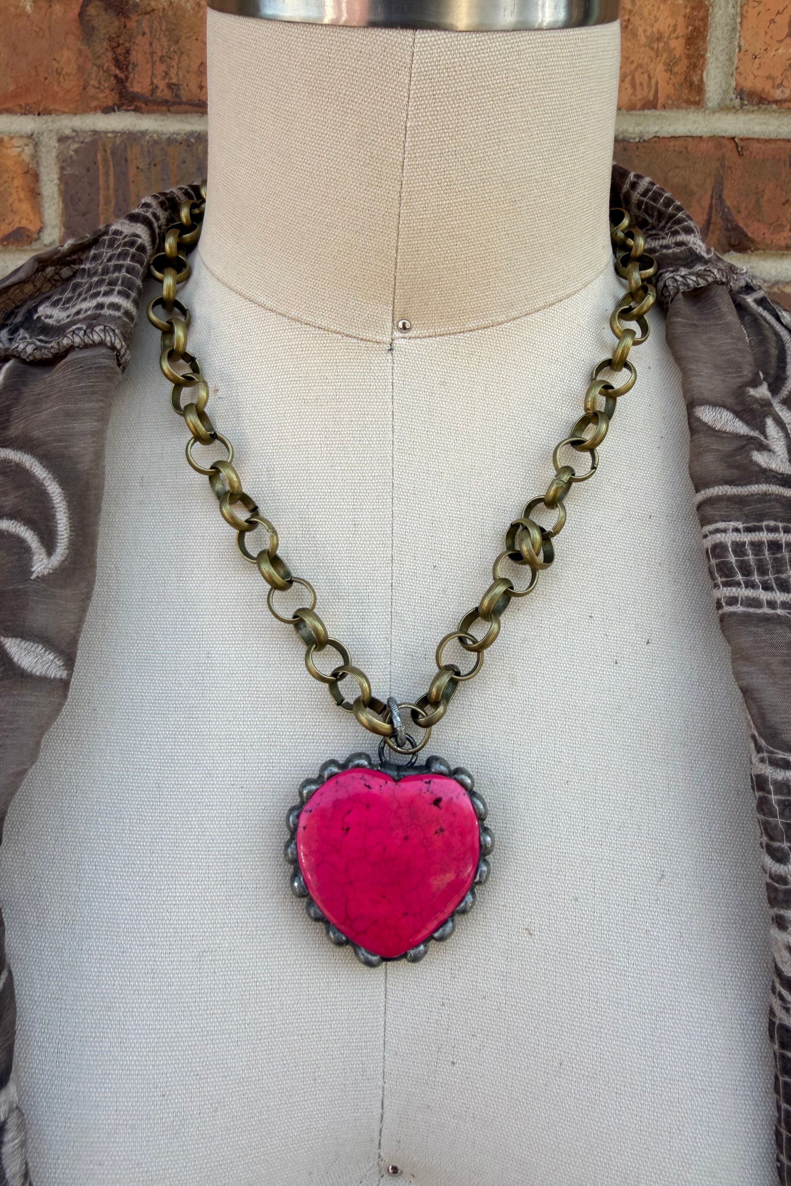 OOAK Pinks Heart Necklace