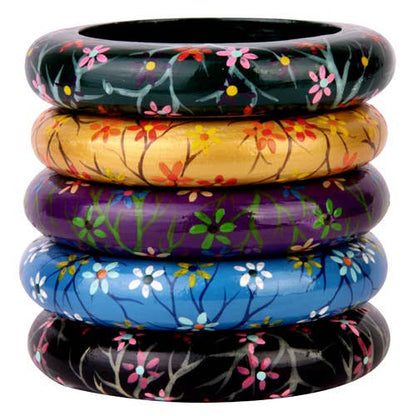 Hand Painted Flower Wood