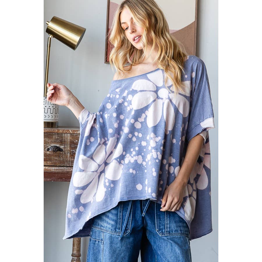 Big Dream Floral Bleached Oversized Top