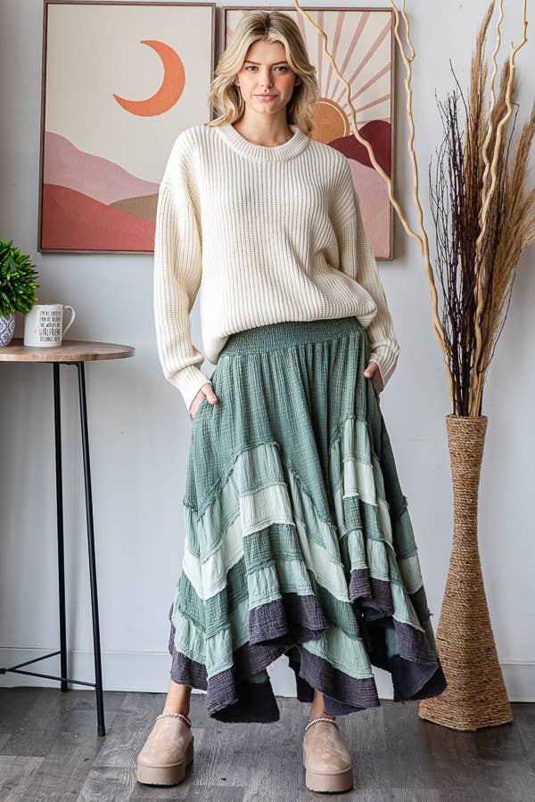 Sale - Wanderlust Boheme Layered Maxi Skirt