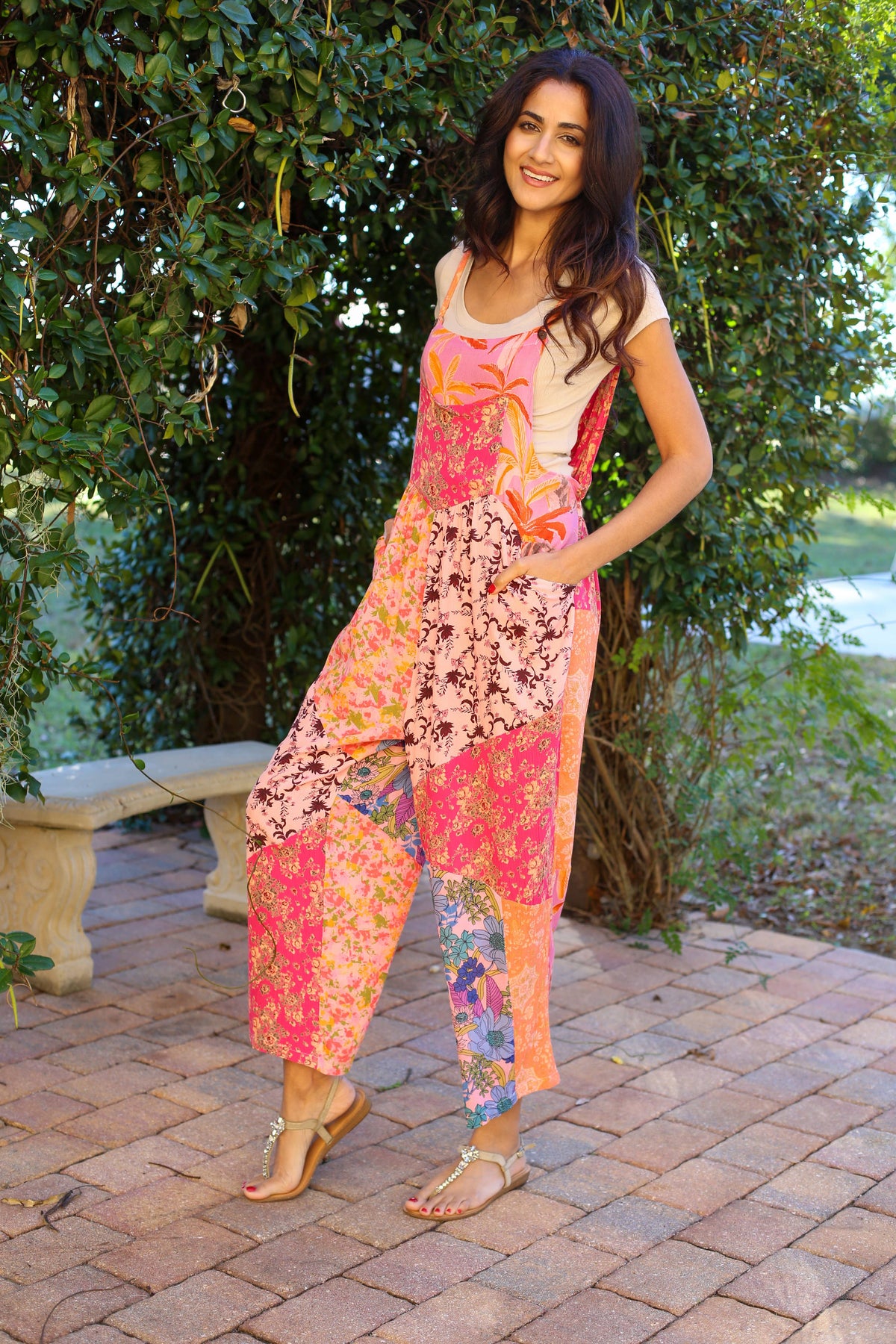 Rose Meadow Overall in Floral Patchwork