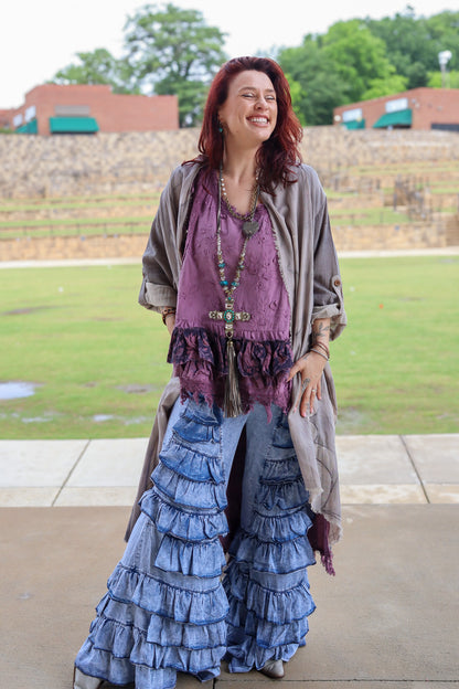 Ruffle Up High-Lo Top in Purple