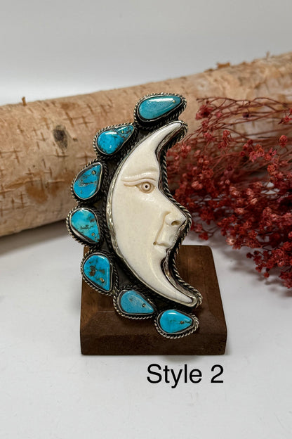 Half Moon Turquoise Statement Ring