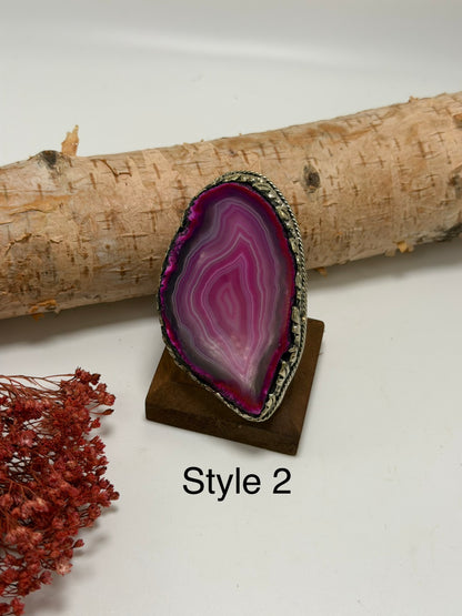 Pretty in Pink Geode Slab Ring