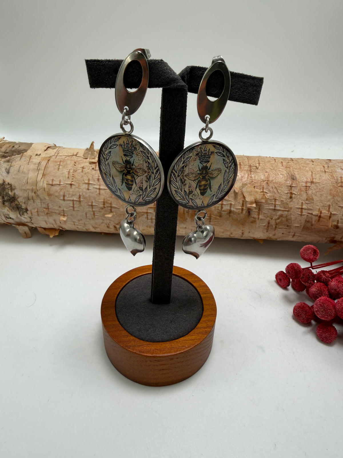 Bees And Heart Earrings