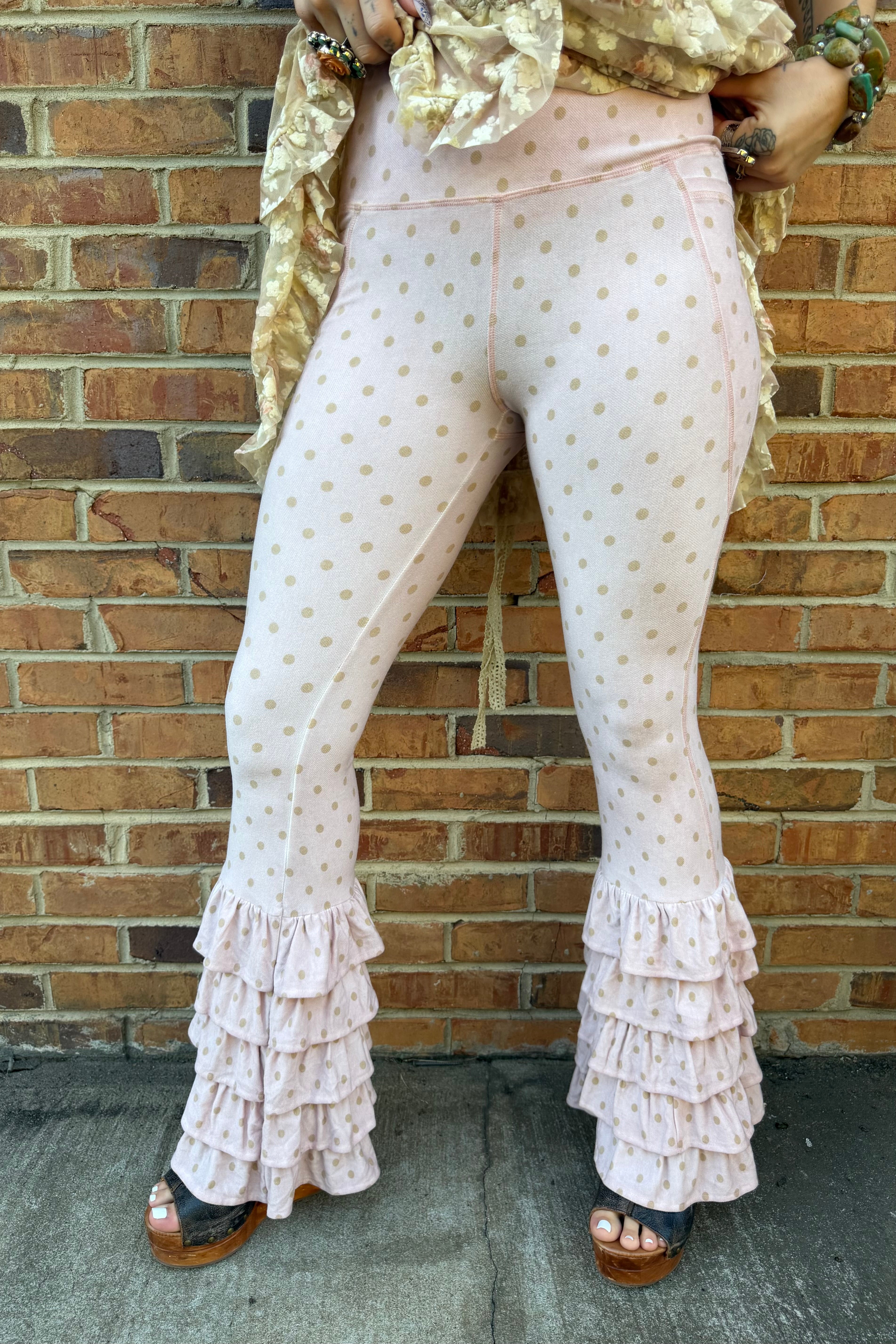 Pink Polka Dot Denim Jean Legging