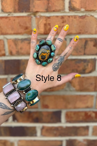 Big Bumble Bee Jasper w/ Turquoise Rings