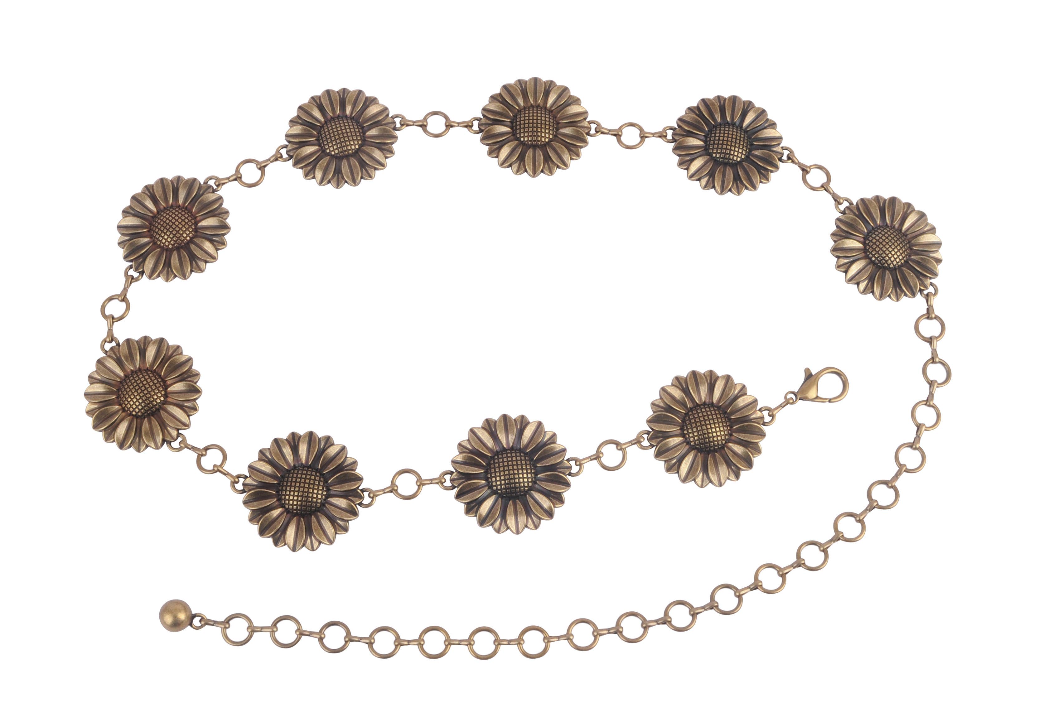 Sunflower Floral Concho Chain Belt