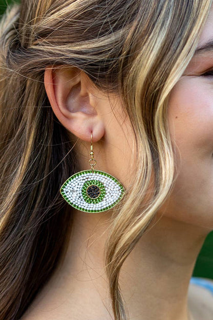 Seed Bead Evil Eye Earrings - Multiple Color Styles
