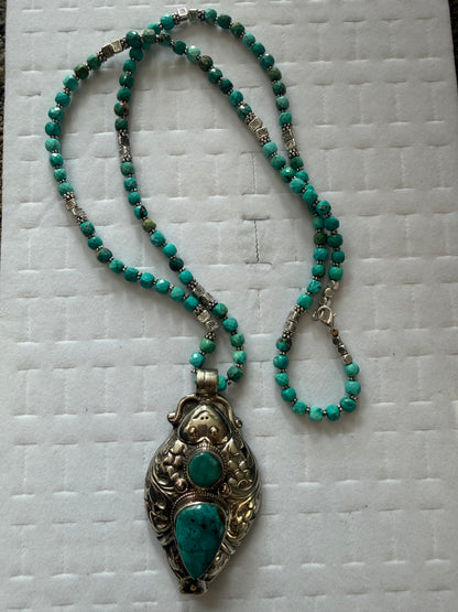 Happy Buggy Drop Necklace on Turquoise