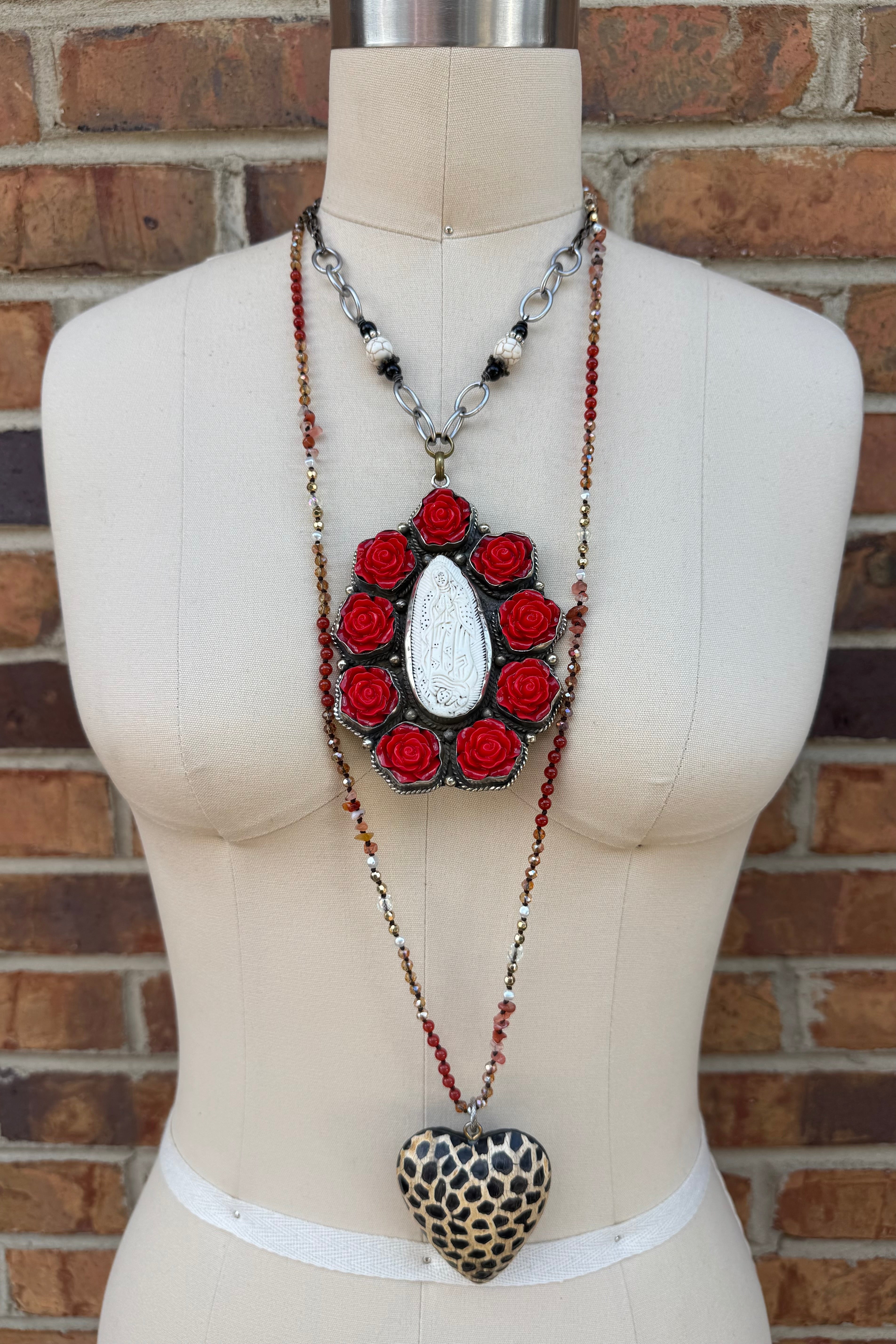 Mary in Roses Necklace