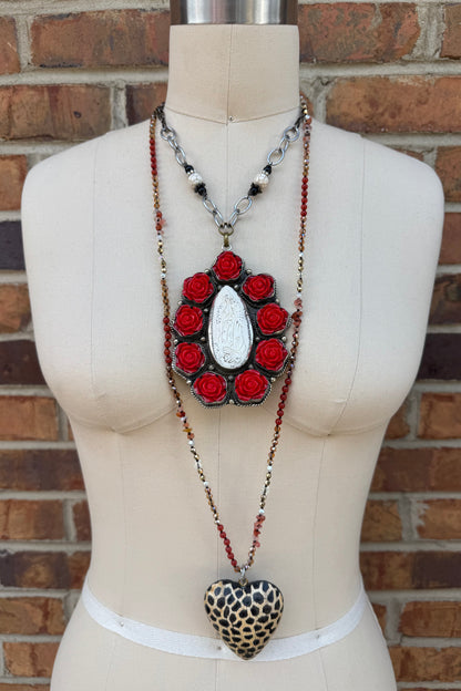 Mary in Roses Necklace