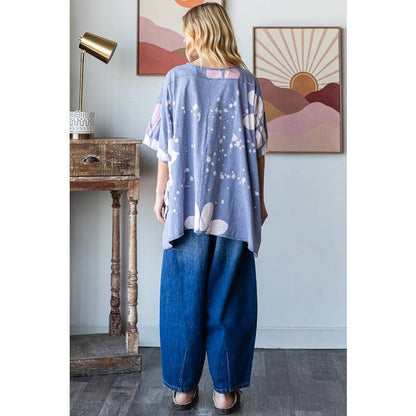 Big Dream Floral Bleached Oversized Top