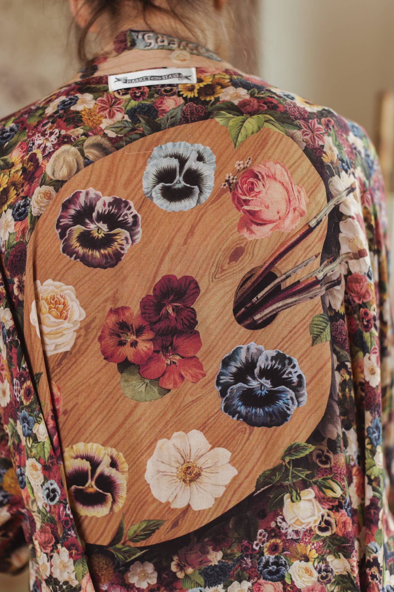 Art of Life Opera Duster Kimono Robe w/Flower Palette Print