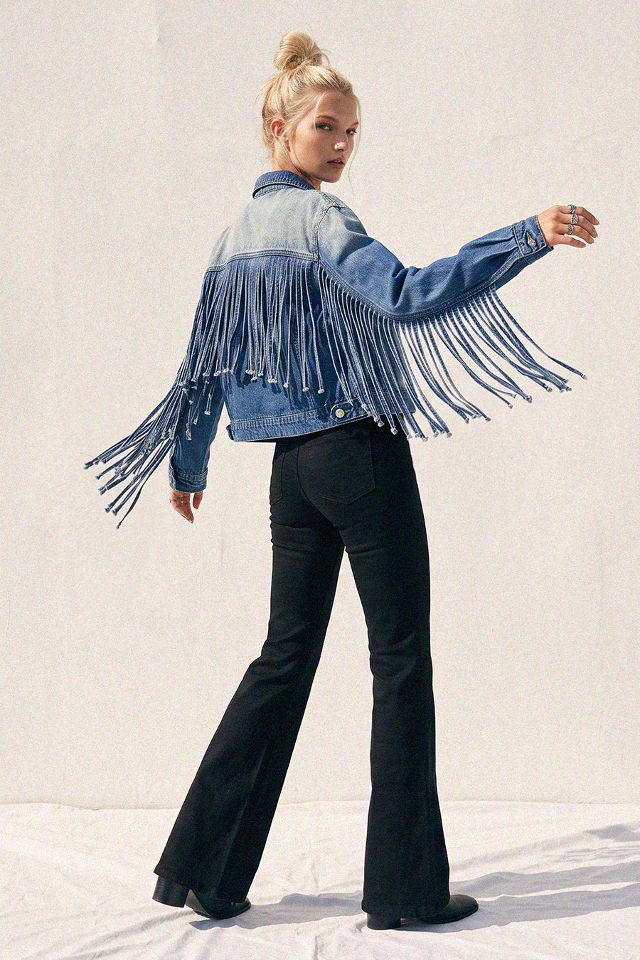 Fringed Babe Motto Jean Jacket