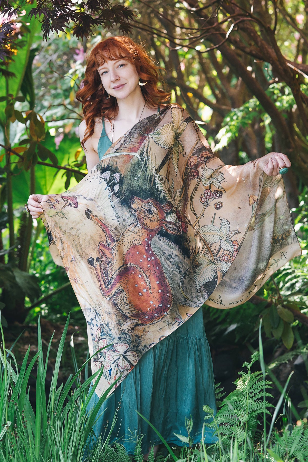 Preorder Ships in November - Lovelight Scarf with woodland deer, swallow & poetry