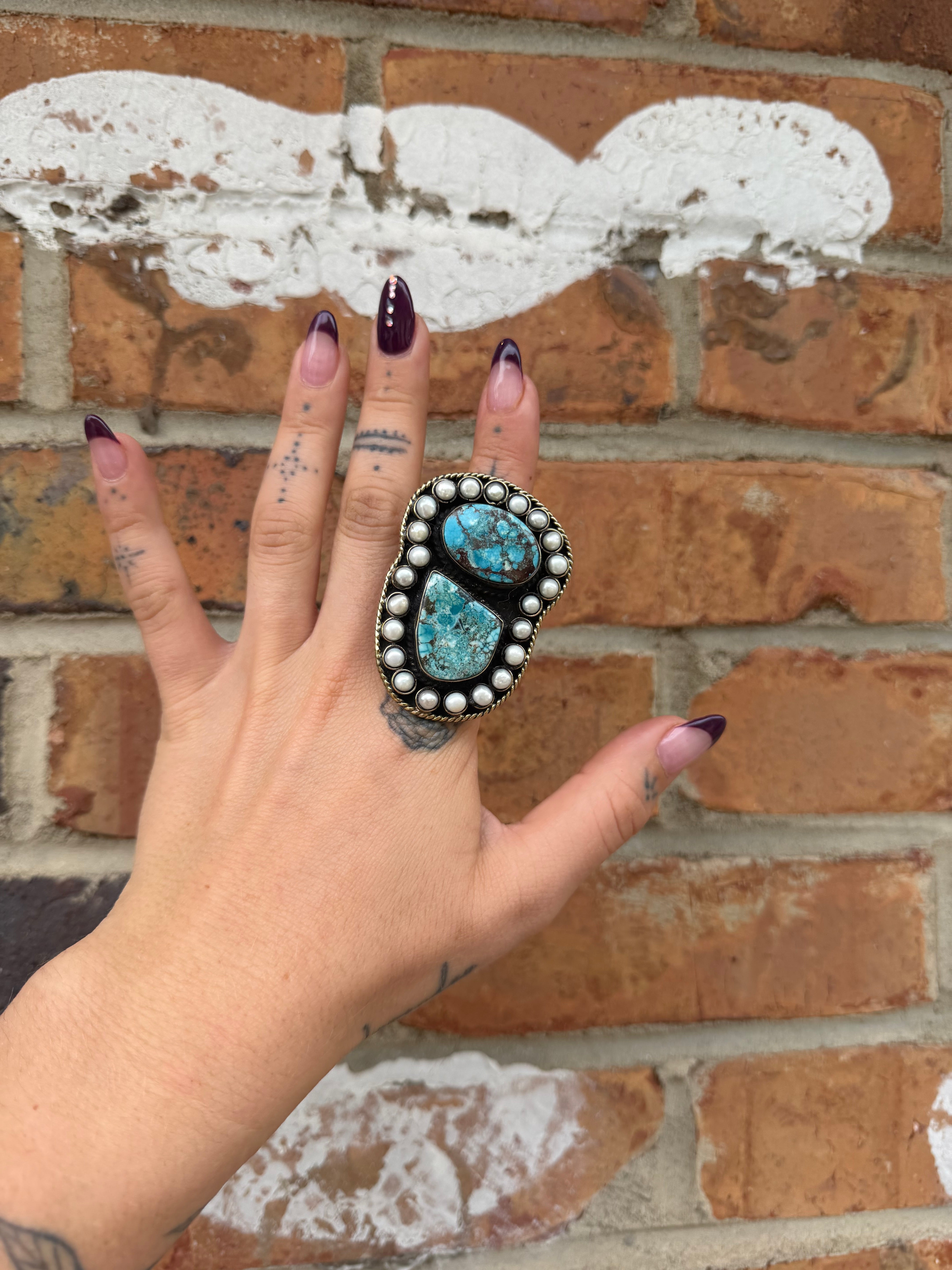 Sale Ring - Turquoise & Pearl
