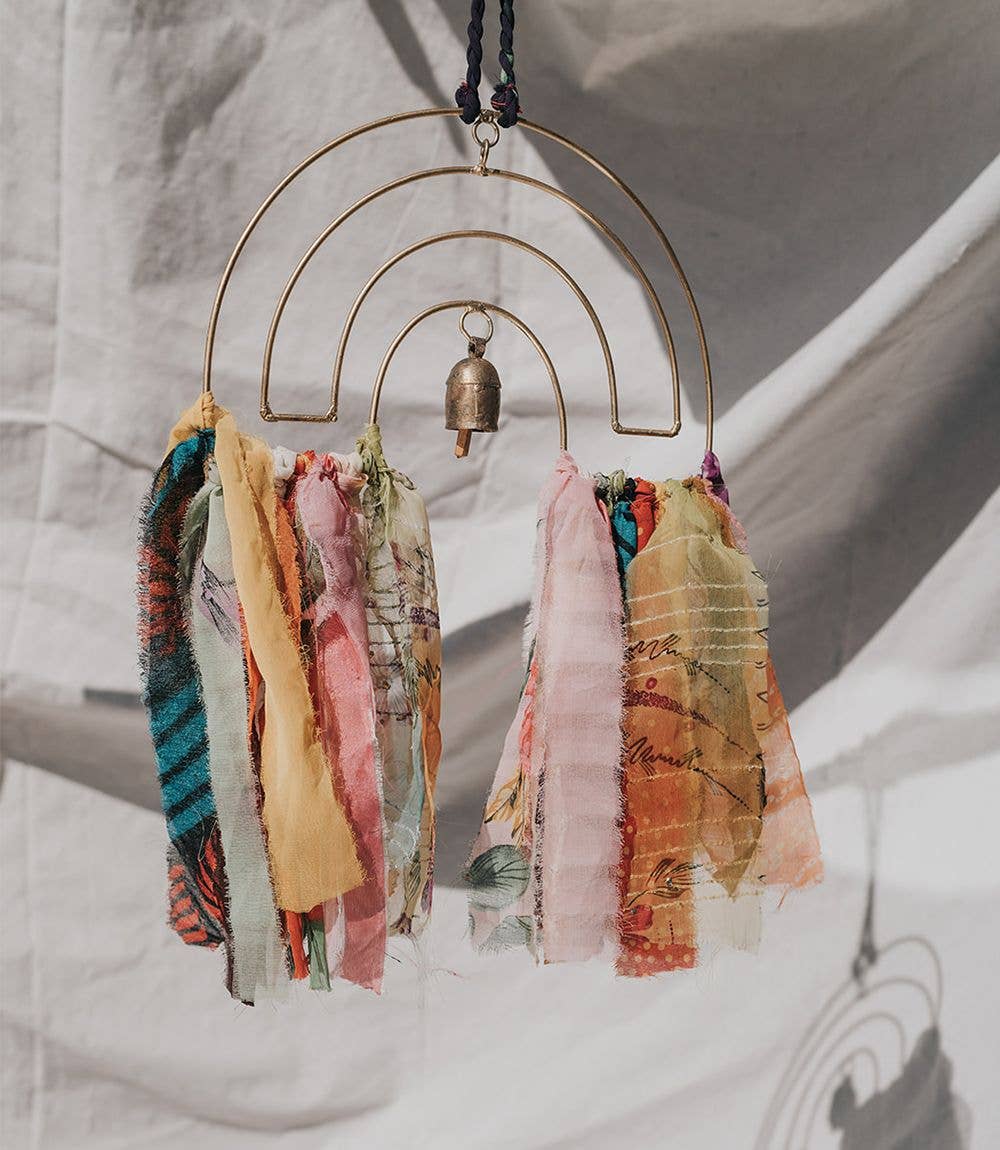Swapna Rainbow Bell Wind Chime Upcycled Sari