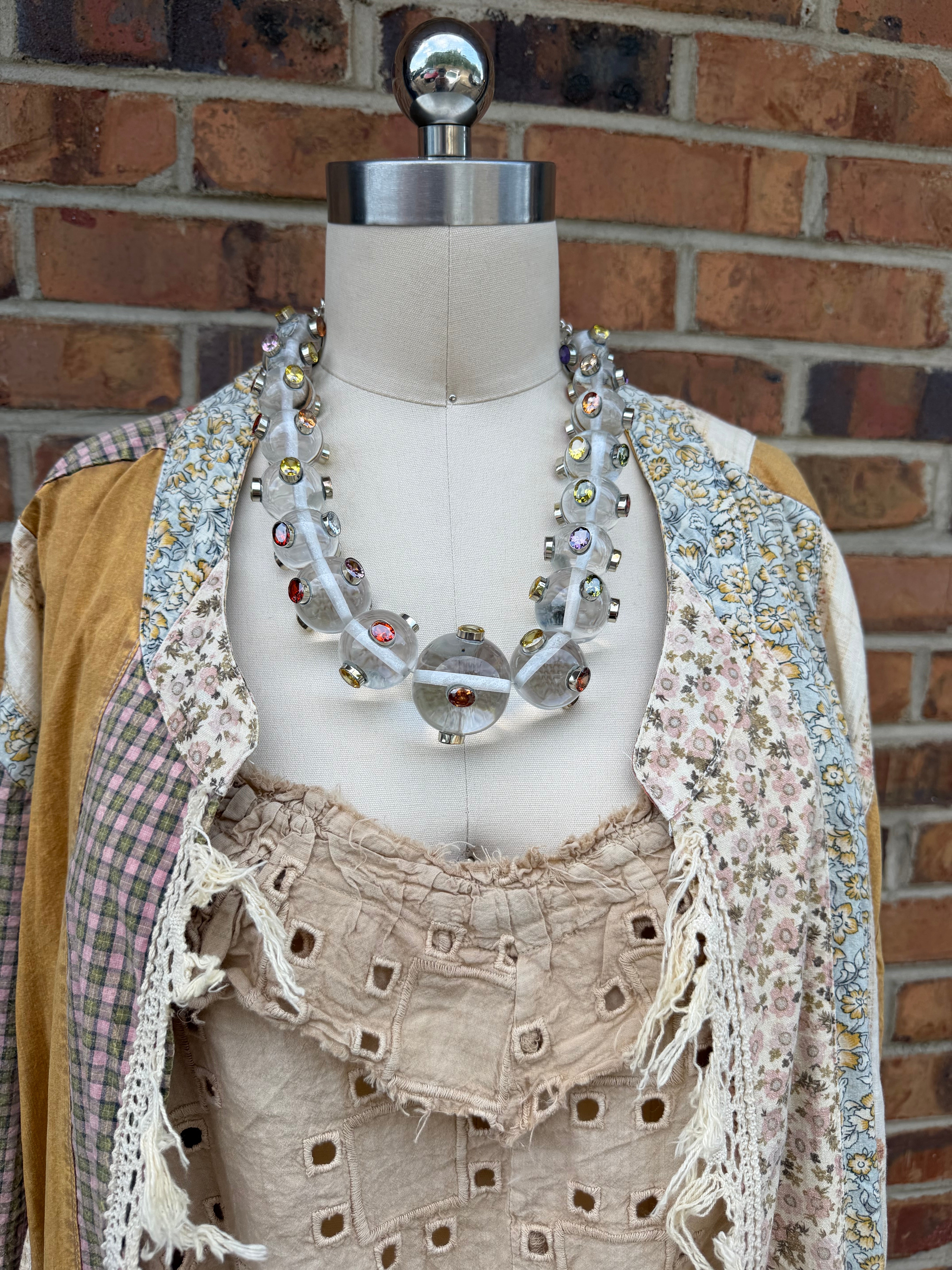 Resin Gem Beaded Ball Necklace in Clear - Style 2