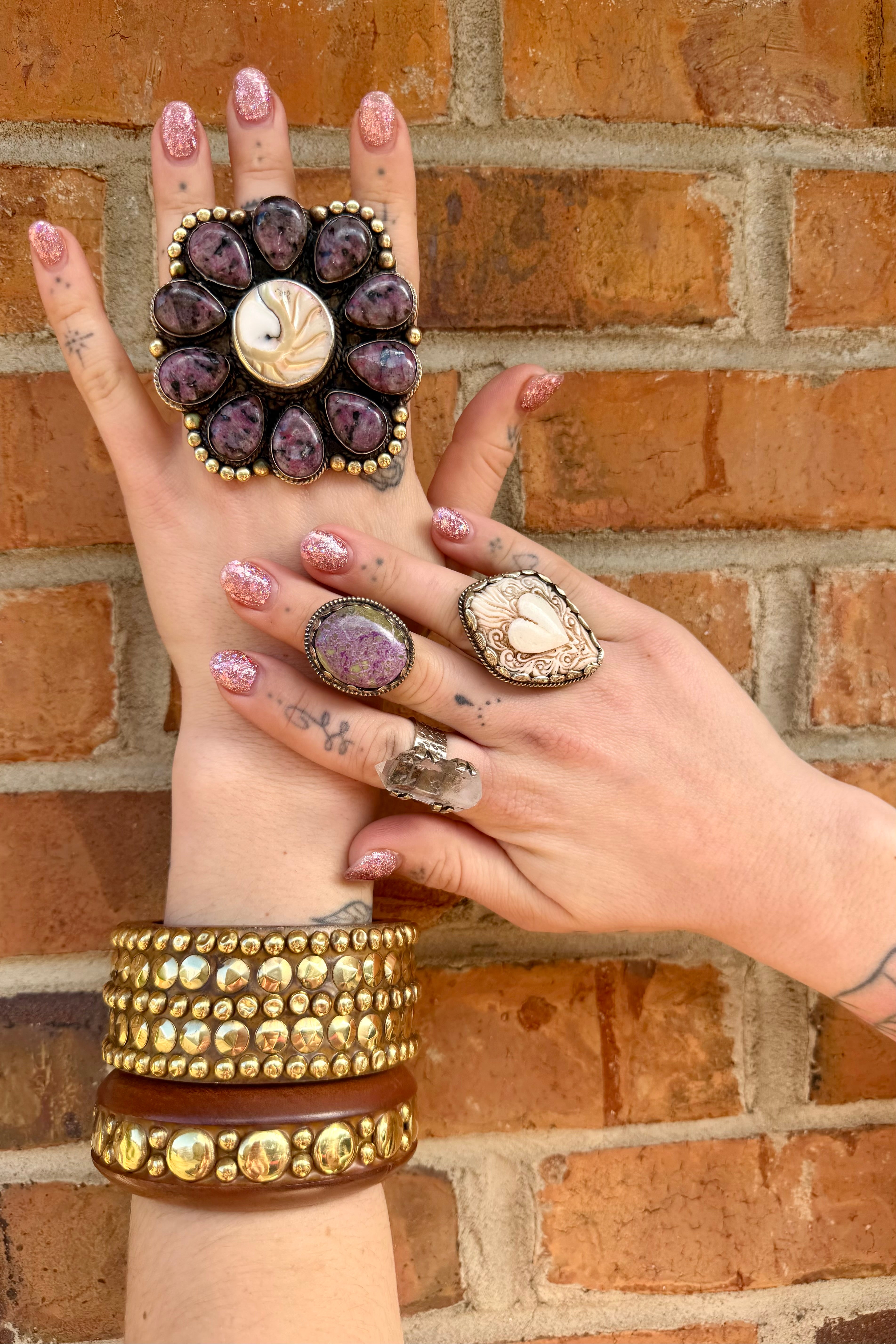 Big & Flower Purple Agate Ring 2