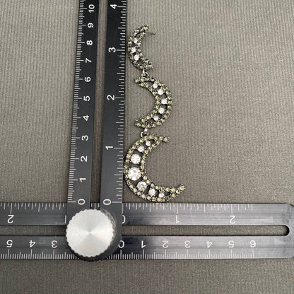 3 Rhinestone Moon Dangle Earrings - MS