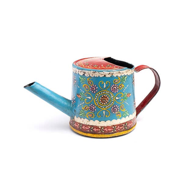 Henna Treasure Floral Mini Metal Watering Can - Hand Painted