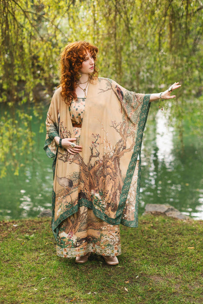 Fable Bohemian Goddess Starduster Kimono with Deer and Moon