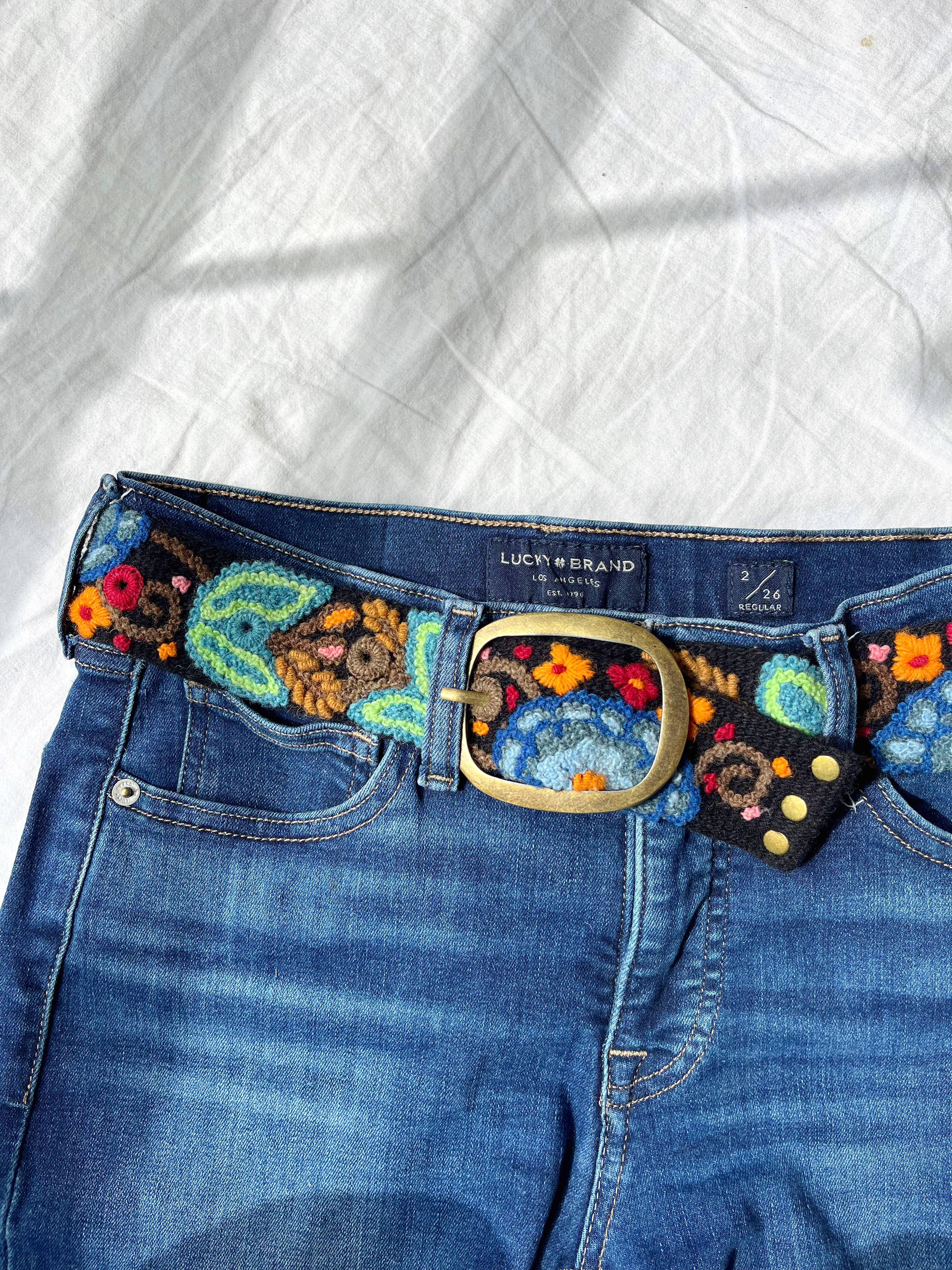 Preorder - Catalina Wide Embroidered Belt in Black