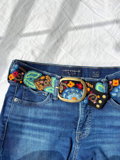 Preorder - Catalina Wide Embroidered Belt in Black