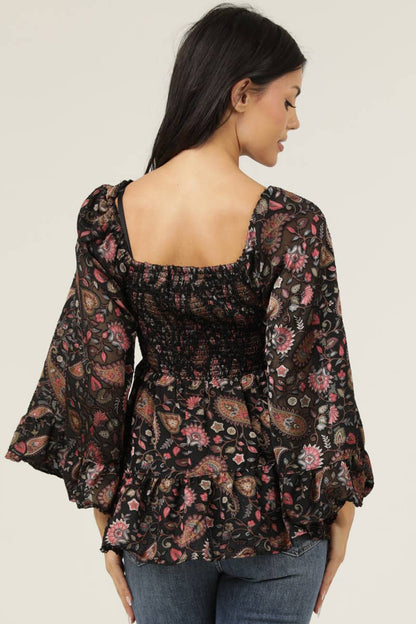 Fall Petal Bell Sleeve Top