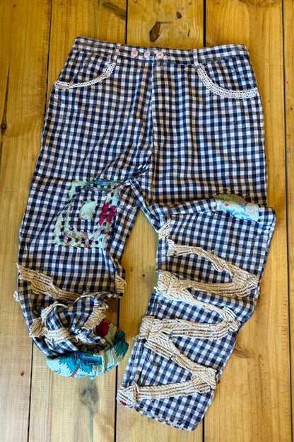 Traveling On Pants in Black Gingham