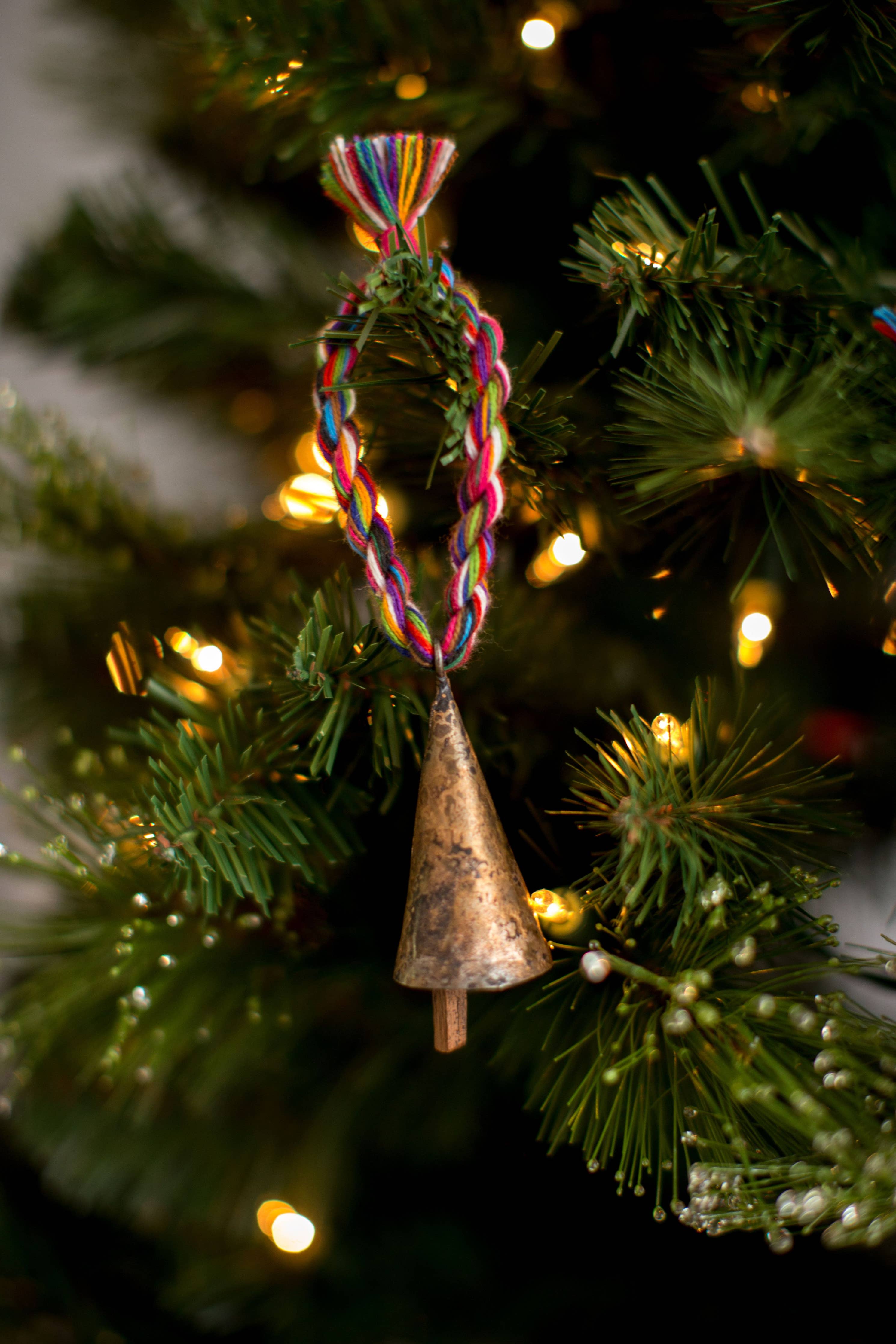 Rainbow Twist Multicolor Cone Bell Wind Chime - Handmade