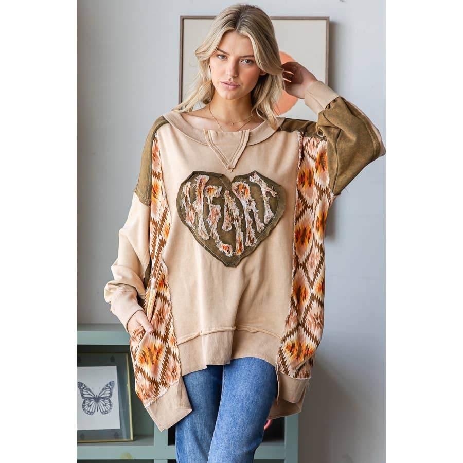 Sale - Spread Love Patched Heart Top