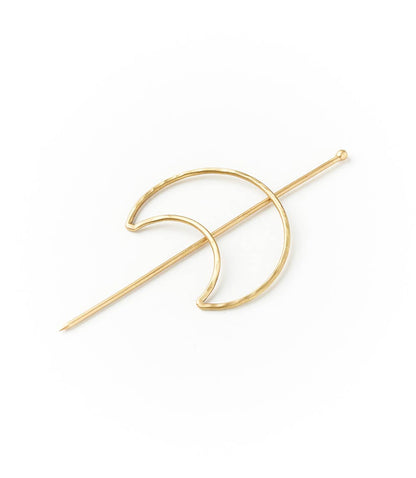 Indukala Crescent Moon Hair Slide with Stick - Gold