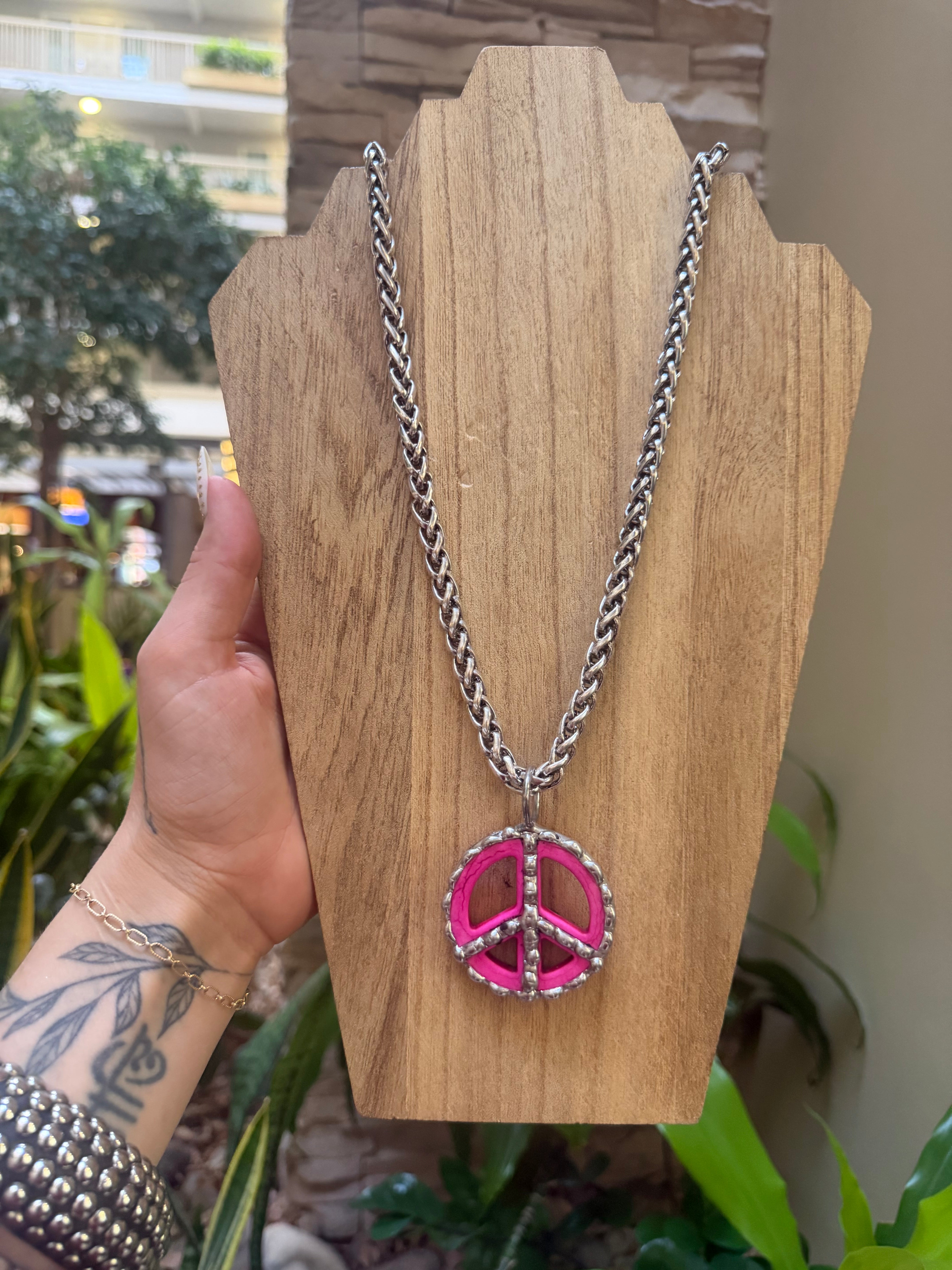 Pink Peace Necklace