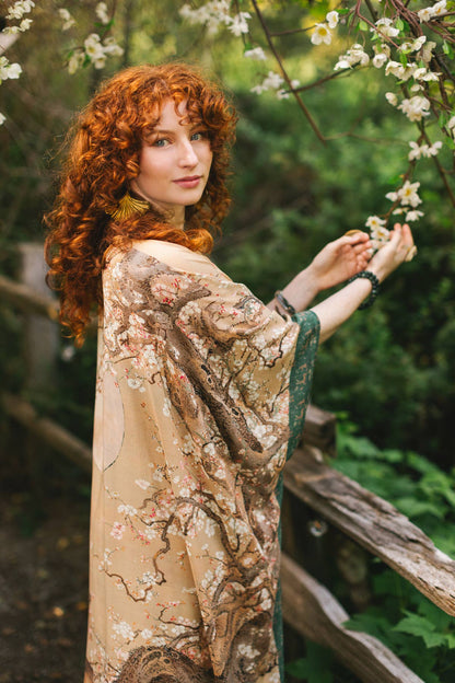 Fable Bohemian Goddess Starduster Kimono with Deer and Moon