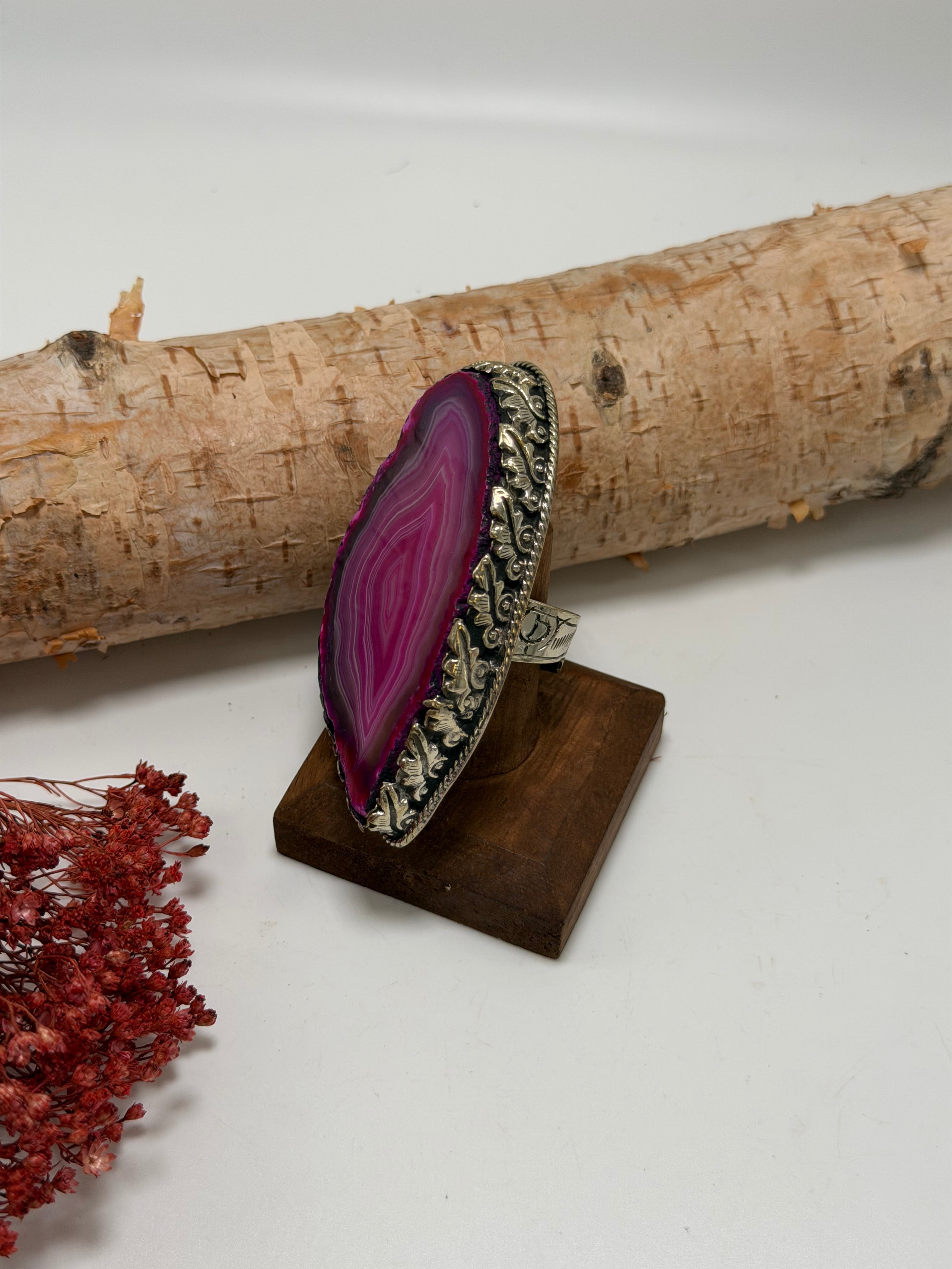 Pretty in Pink Geode Slab Ring