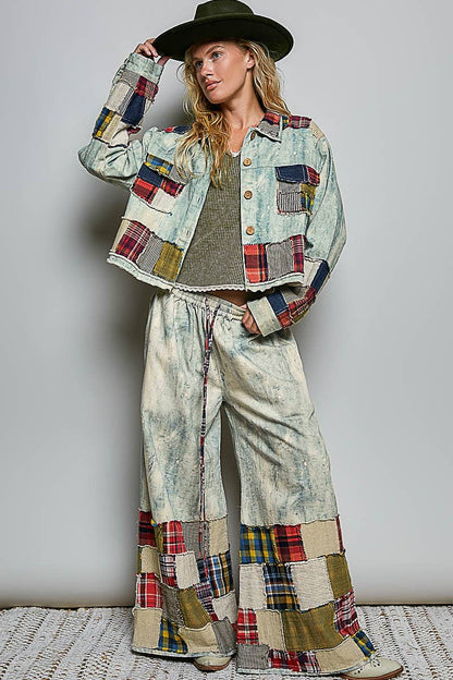 Not your Boyfriend’s Long Sleeve Contrast Patchwork Vintage Denim Shirt Jacket