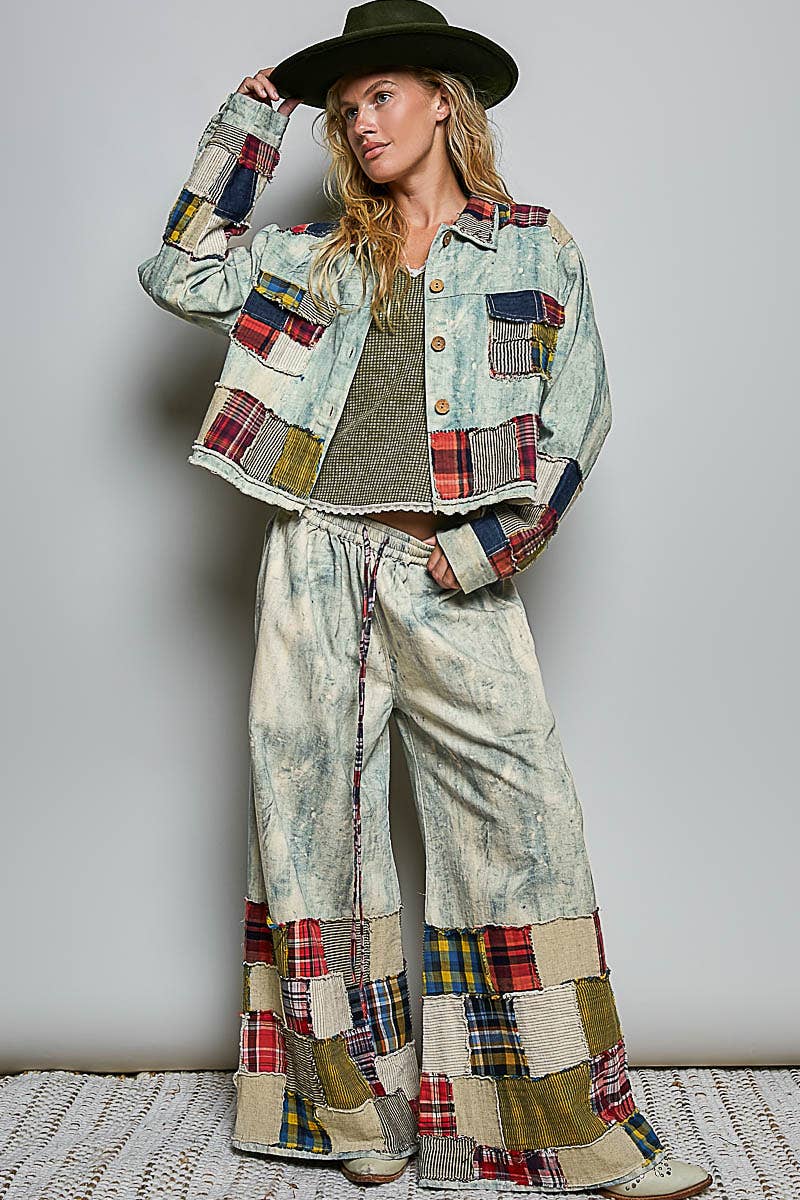 Not your Boyfriend’s Long Sleeve Contrast Patchwork Vintage Denim Shirt Jacket