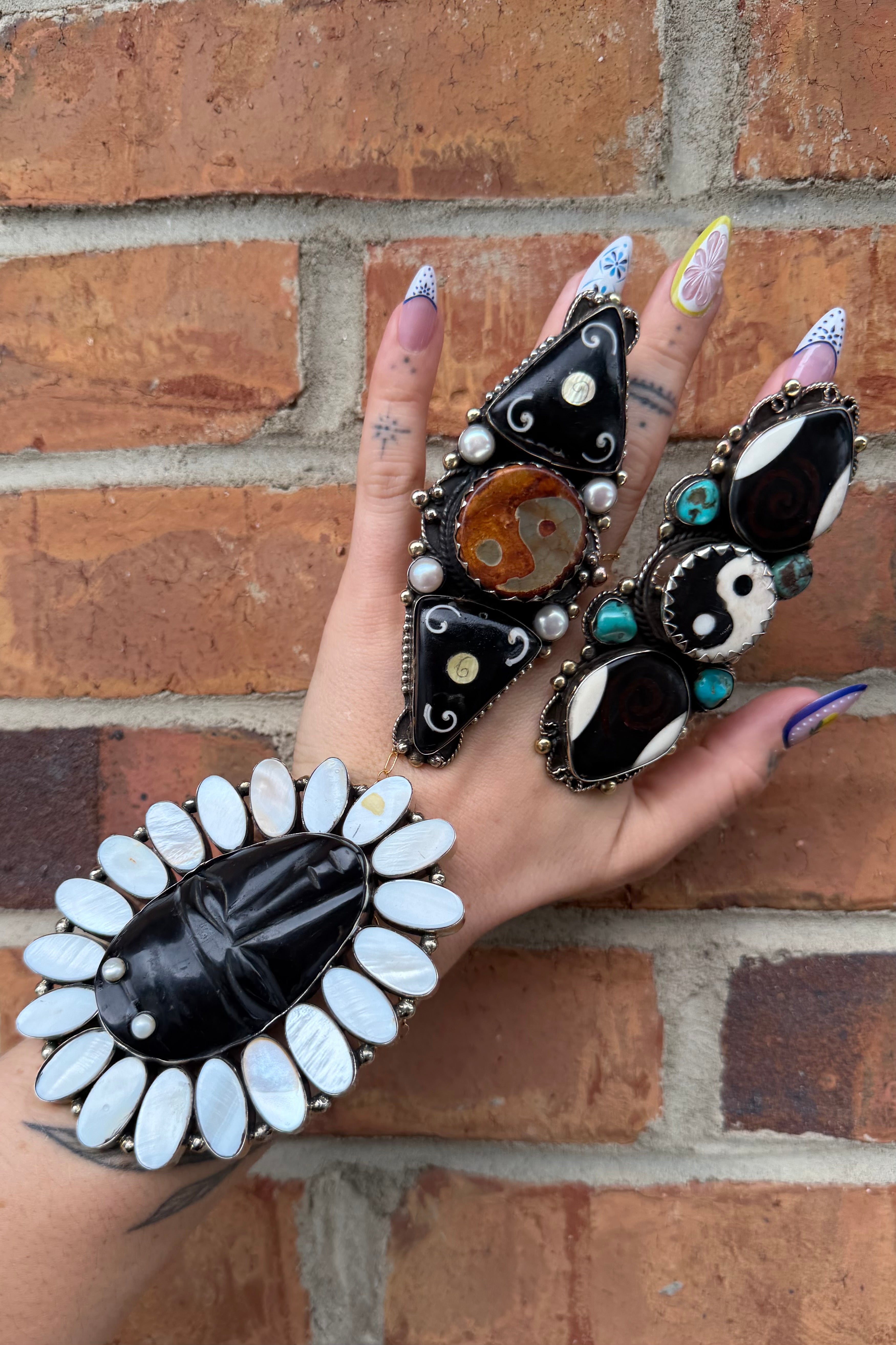 Stacked Yin Yang w/ Turquoise Statement Ring