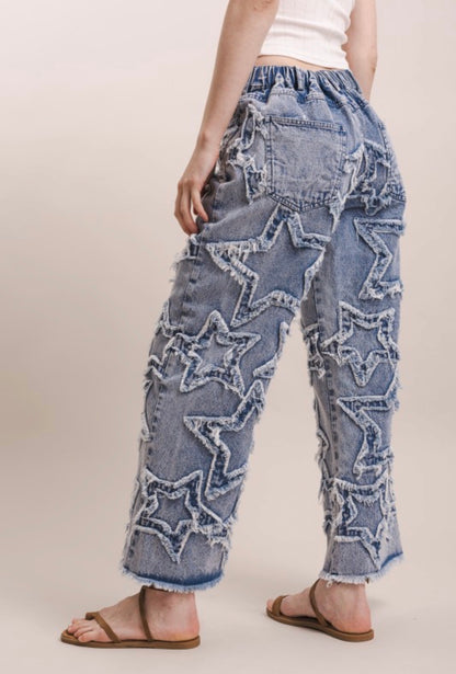 PREORDER - Star Power Patchwork Denim Pants