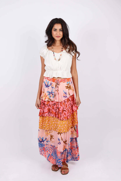 Rose Meadow Floral Patchwork Ruffle Skirt