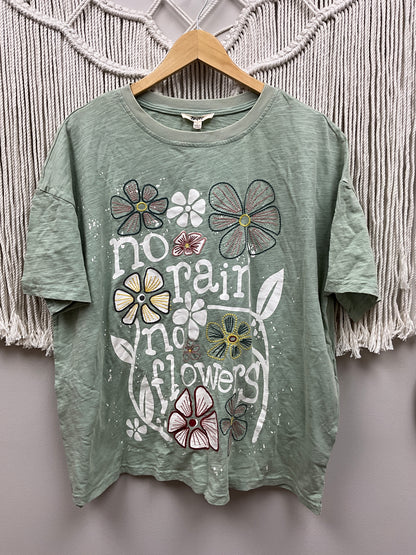 No Rain No Flowers Easy Pullover Tee in Grey
