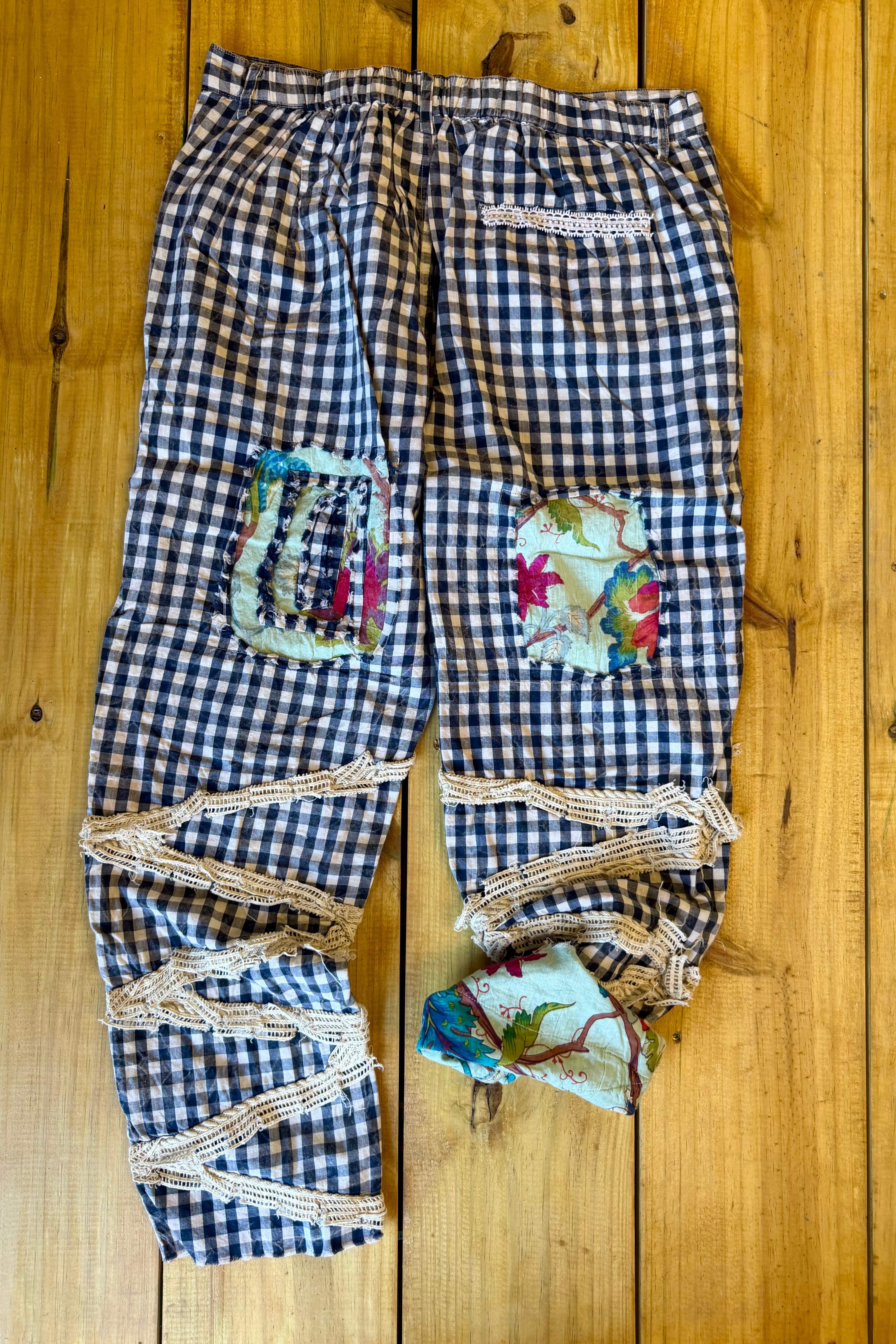 Traveling On Pants in Black Gingham