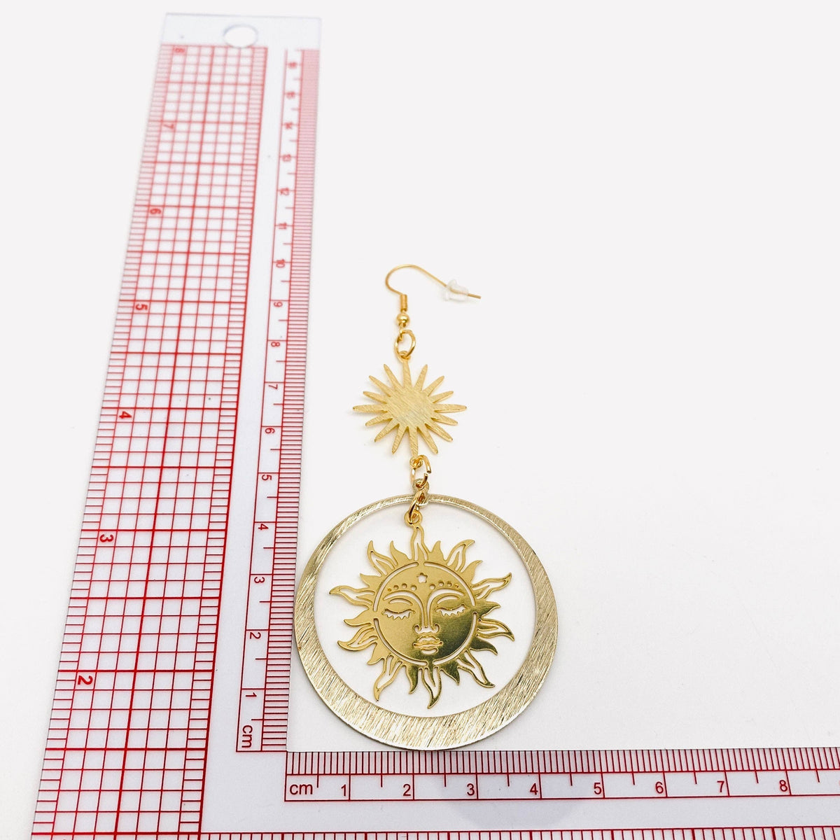 Golden Sun Goddess Pendant Earrings Bohemian Style - MS: Gold