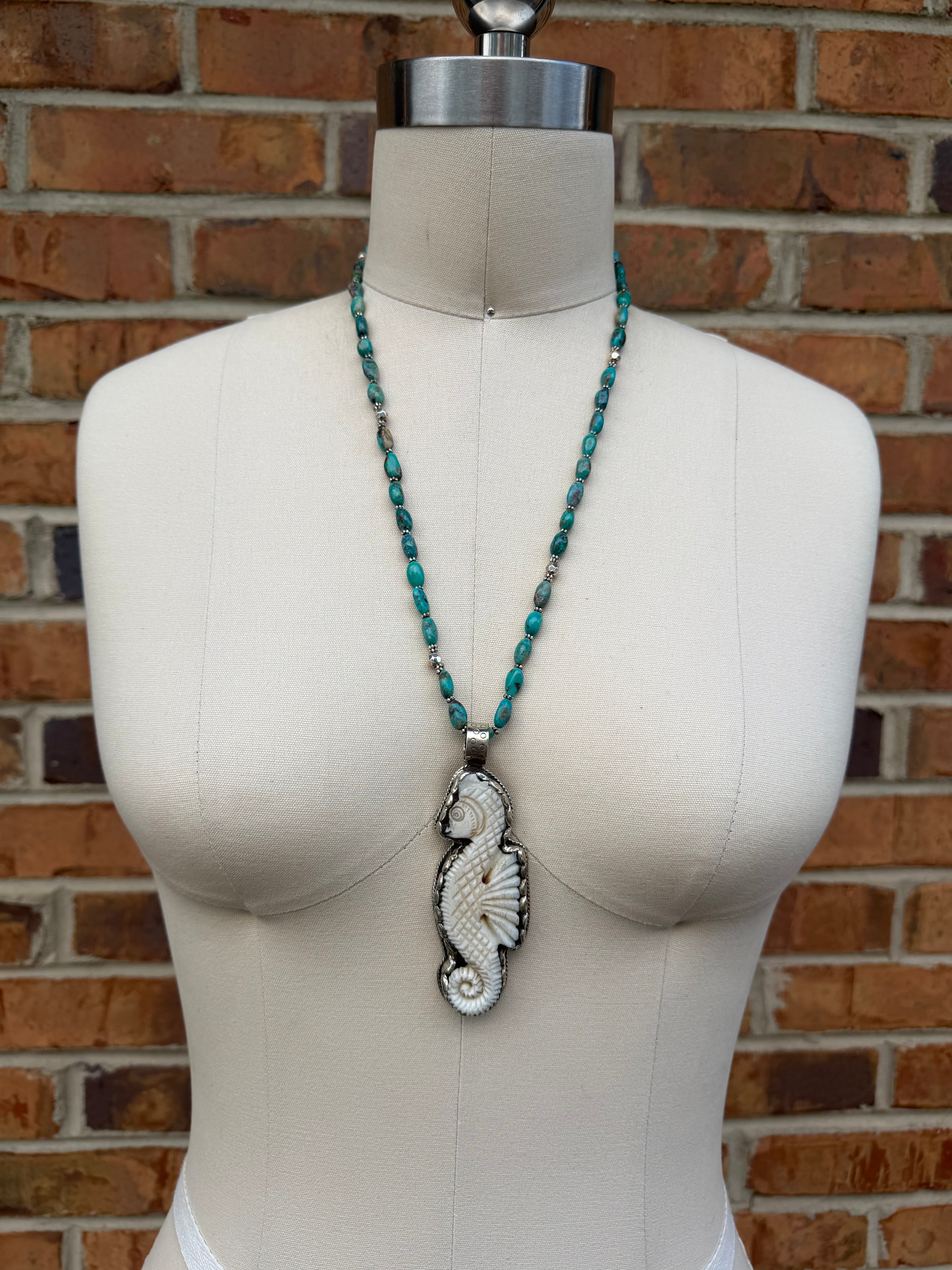 Seahorse Prance w/ Turquoise Necklace