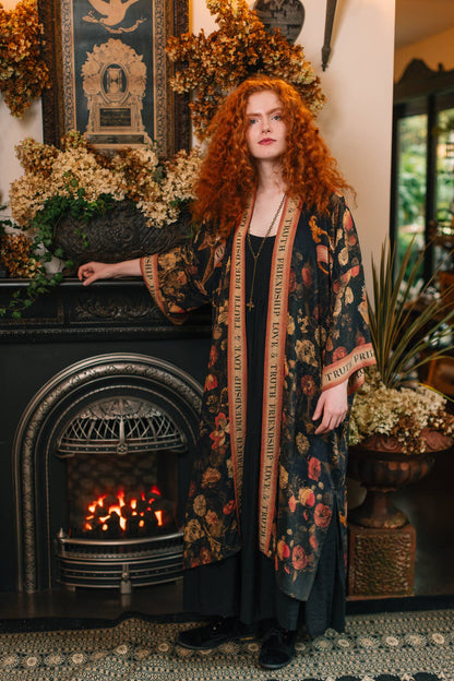 Preorder November -  Heart of Gold Opera Duster Kimono Robe w/ Sacred Heart